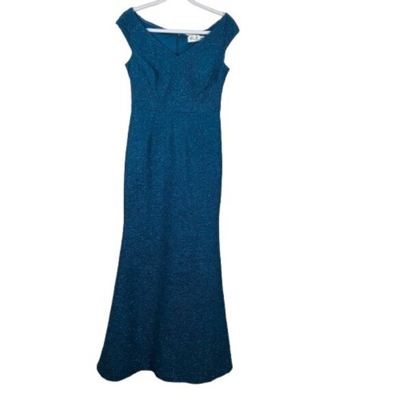 Eliza J Teal Sparkly Off-Shoulder Gown Size 6 Formal Elegant Glamcore Eliza J Teal Sparkly Off-Shoulder Gown Size 6 Formal Elegant Glamcore